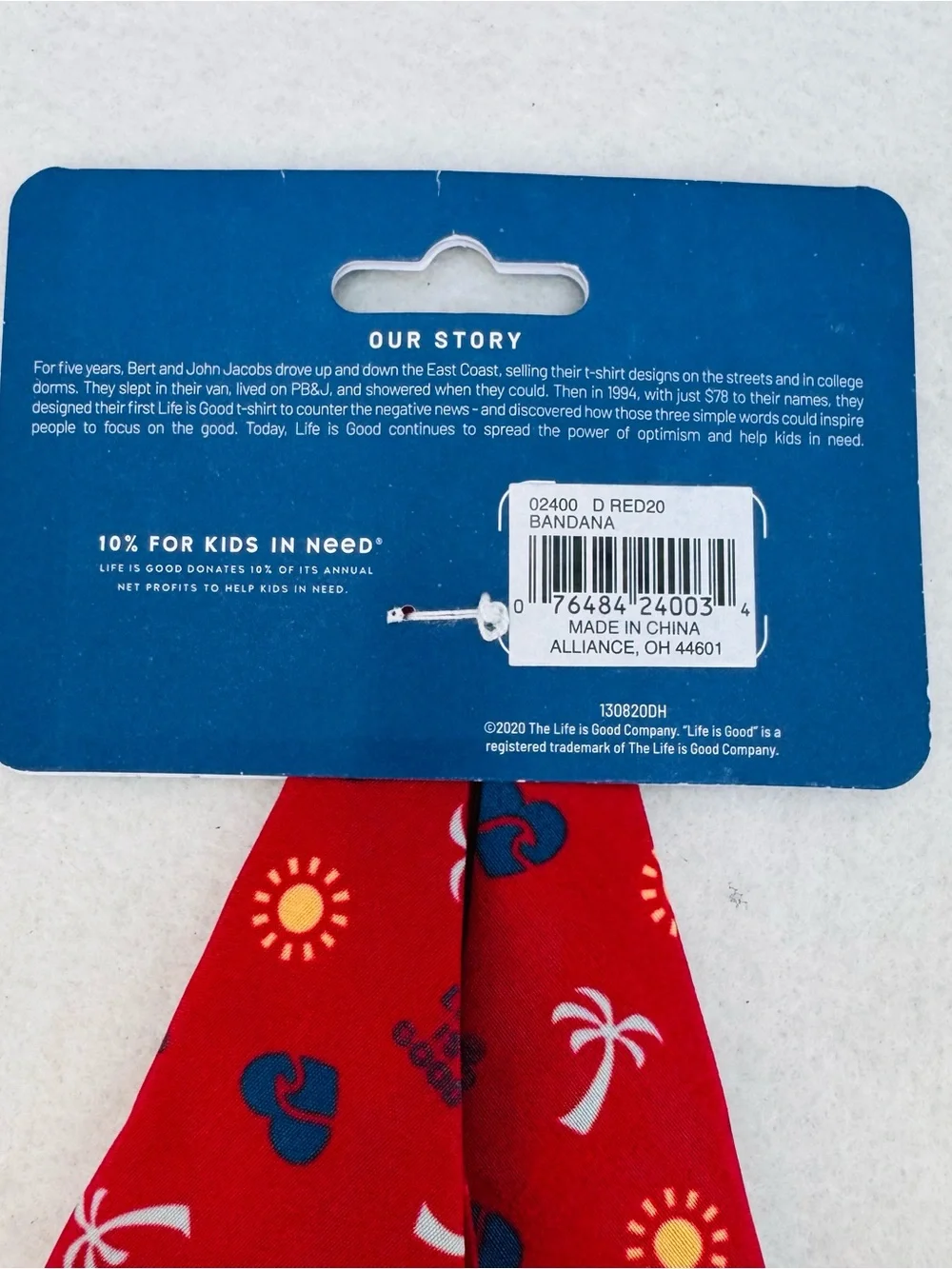 NWT Life is Good Dog Bandana Red with Palm Trees and Sun Size Small 20”